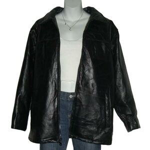 Haband Coat Vintage 90's Black Leather Textured Unisex alt egirl Grunge y2k Goth